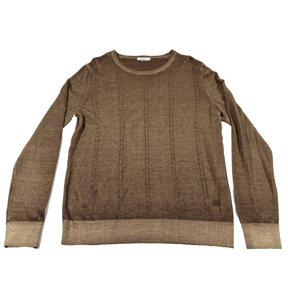 J.Lindeberg Mens Coleman Washed Braid Knit Brown Wool Sweater Golf Casual Sz L